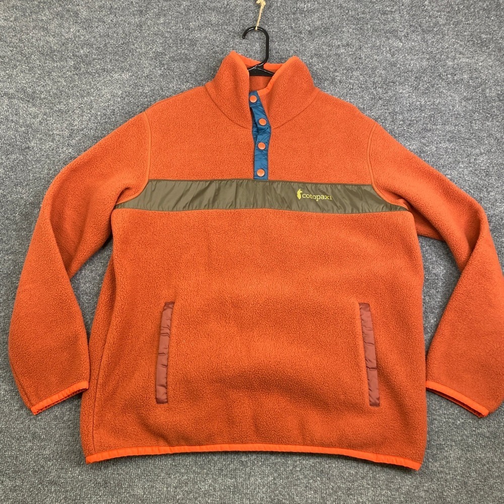 Cotopaxi Teca Fleece Pullover Mens Large Orange Snap Neck Jacket